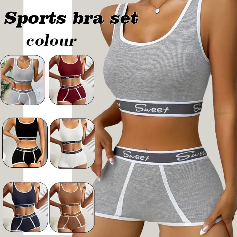 Women's Breathable Solid Sport Lingerie Set Comfort Yoga Bra Panty Everyday Fashionable Seamless Support Underwear
