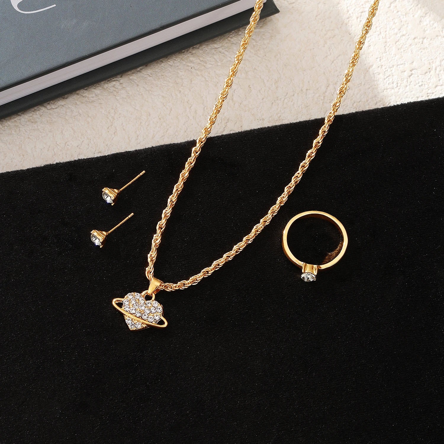 KISSWIFE Hot Sale Heart Pendant Necklace Earrings Set for Women Girls Jewelry Set
