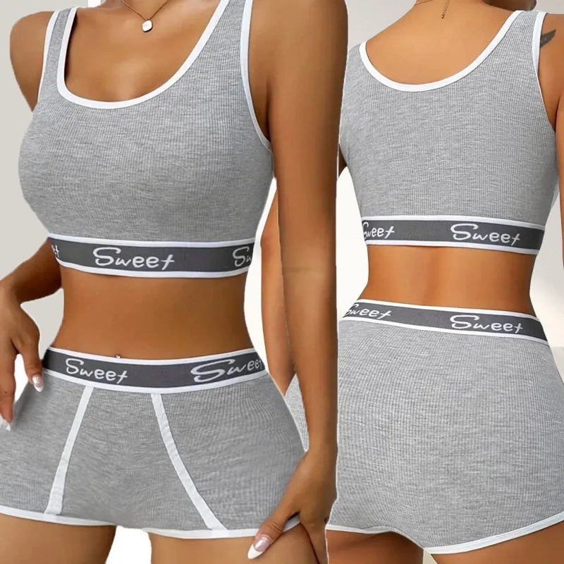 Women's Breathable Solid Sport Lingerie Set Comfort Yoga Bra Panty Everyday Fashionable Seamless Support Underwear