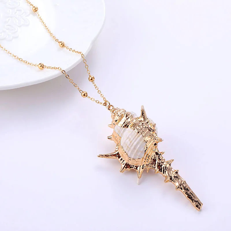 Bohemian Style Conch Shell Necklace for Women Vacation Beach Jewelry