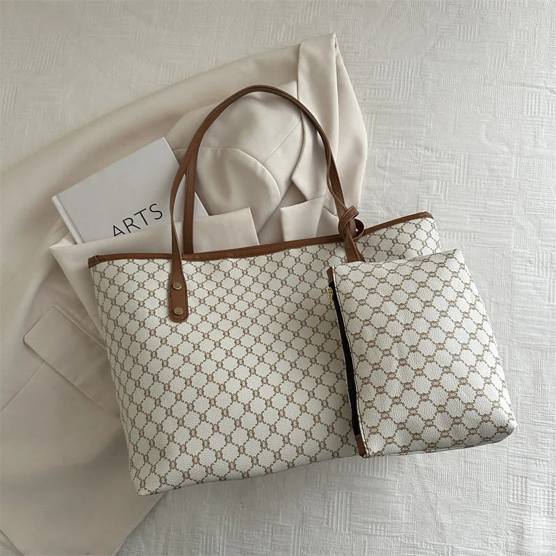 Wholesale Large Capacity 2-Piece Bag New Trendy Pu Leather Handbag Shoulder Bag for Women Handbag