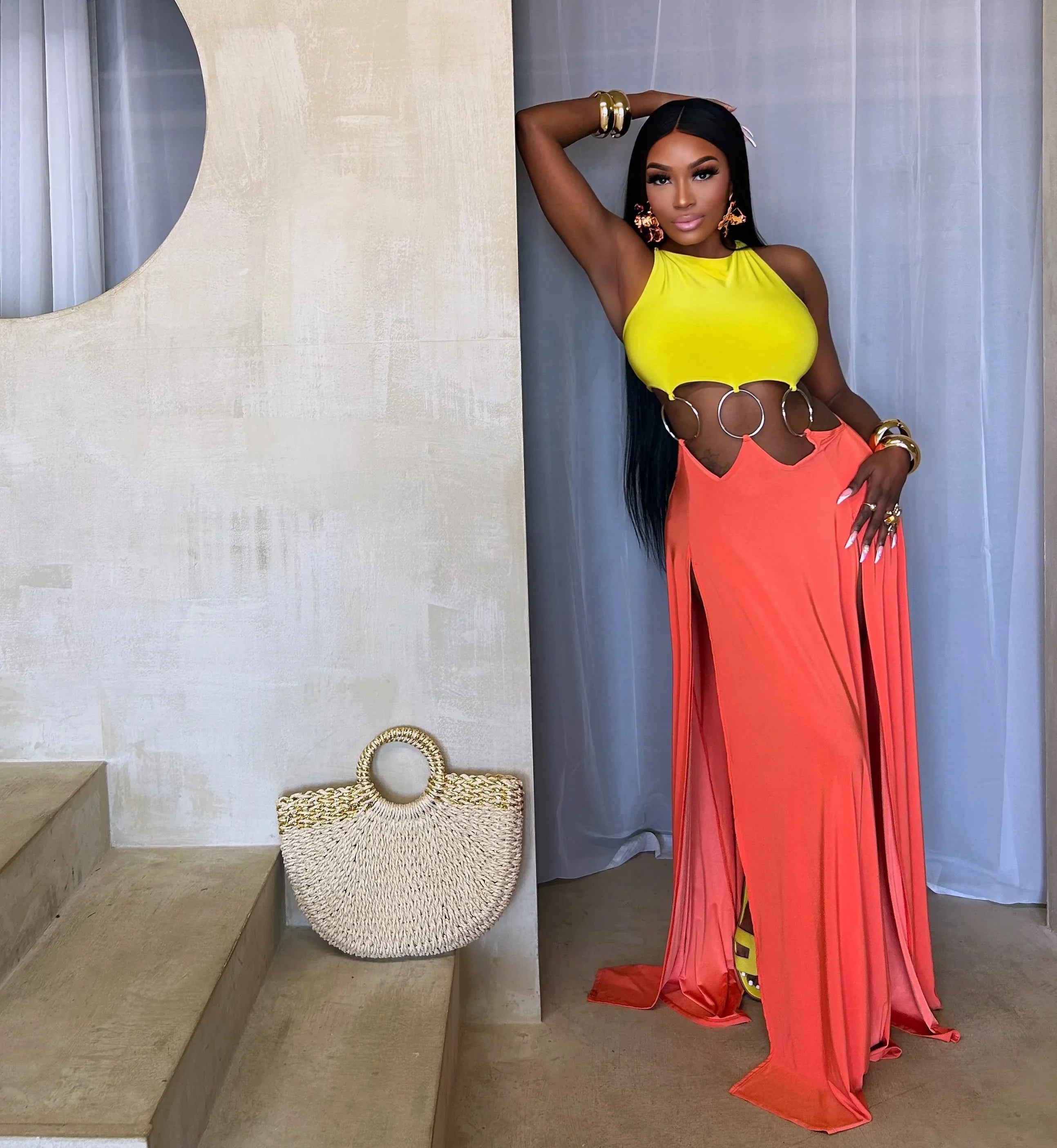 In Stock CY901739 Maxi Dress Backless Woman Long Dress Beach Wearing