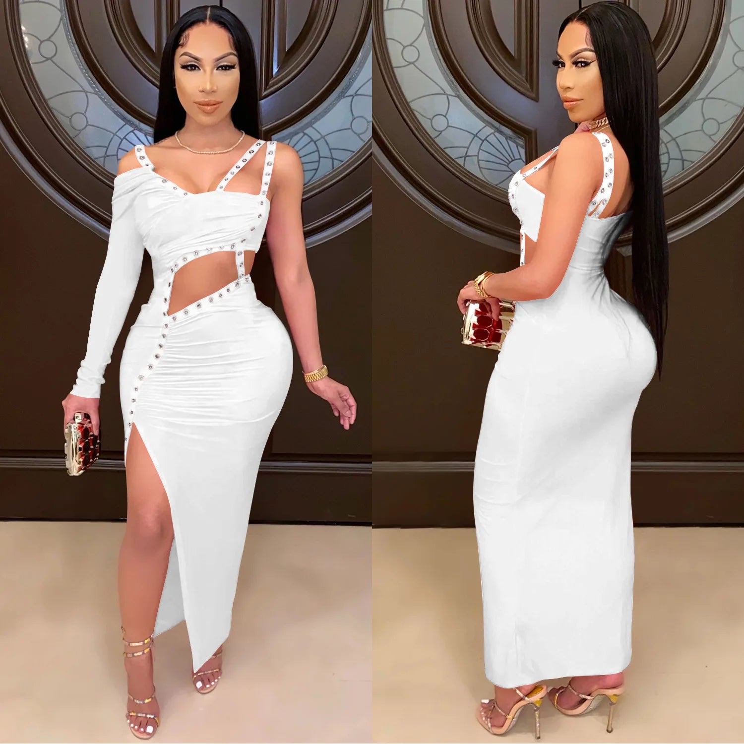 CX5054 Classics Fashion Sexy Dresses Club Wear Soft Woman Bodycon Cut Out Party Dress