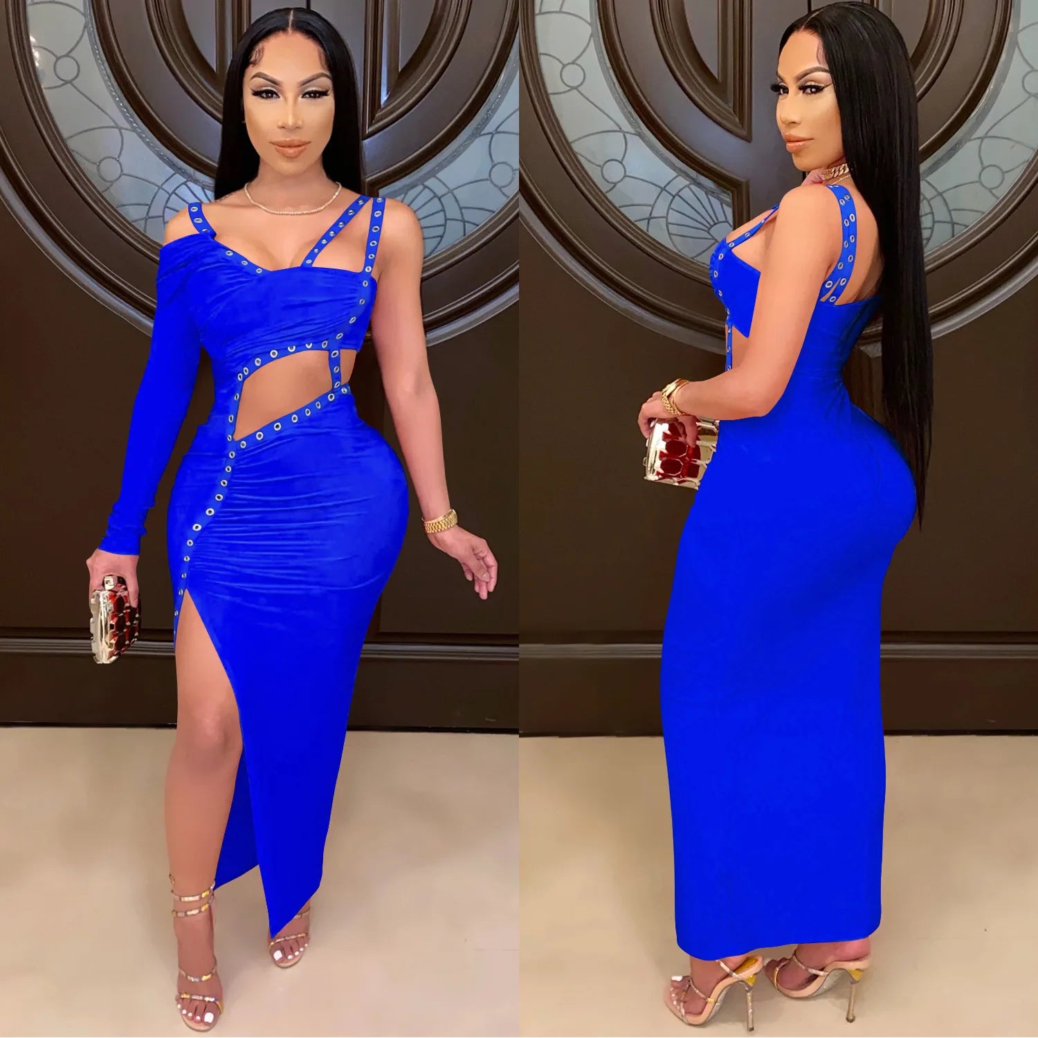 CX5054 Classics Fashion Sexy Dresses Club Wear Soft Woman Bodycon Cut Out Party Dress