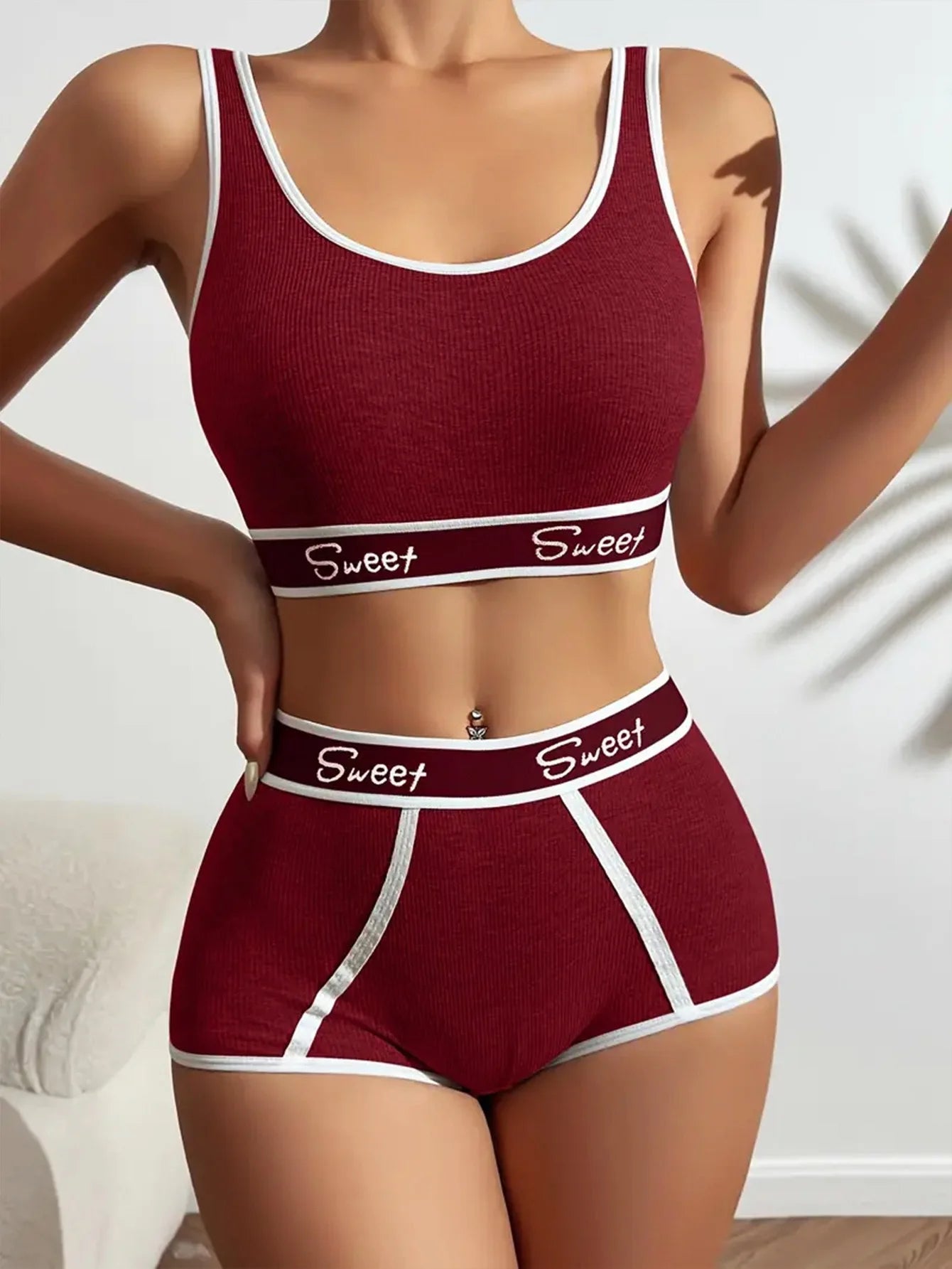 Women's Breathable Solid Sport Lingerie Set Comfort Yoga Bra Panty Everyday Fashionable Seamless Support Underwear