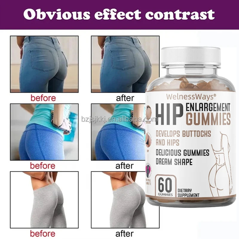 WelnessWays Hip Butt Enlargement Gummy BB Booty Gummies Pills Maca Buttock Enhancement Gummies for Women