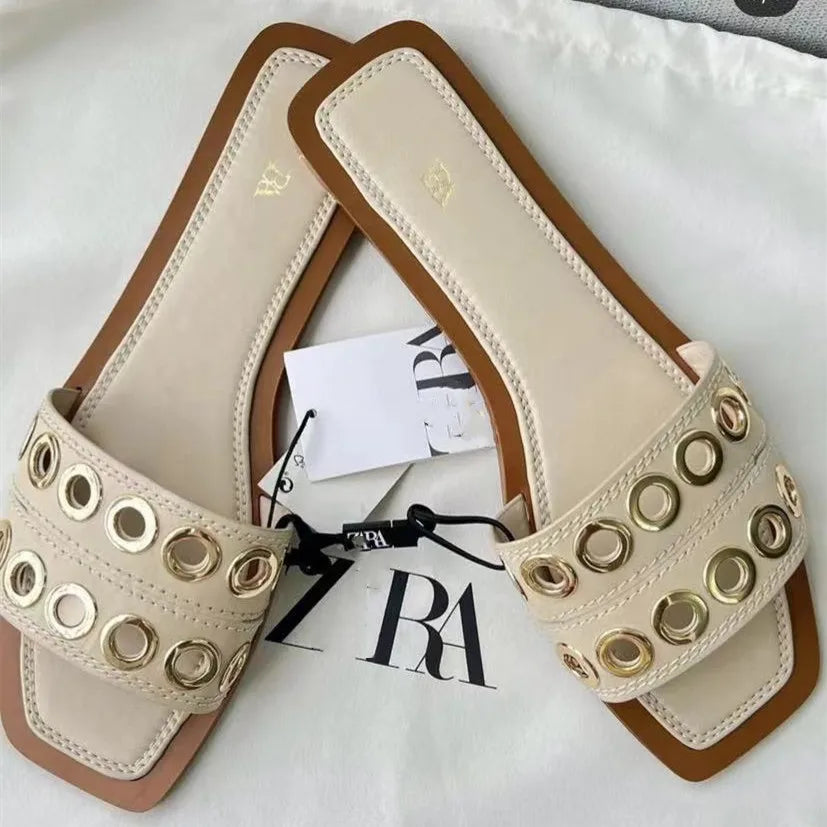 New Style Perforated Flat Fallow Slipper For Women shoes