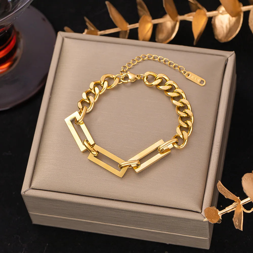Stainless Steel Bracelets Hippie Gothic Pearl Chain Pendants Fashion Bracelet for Women Jewelry