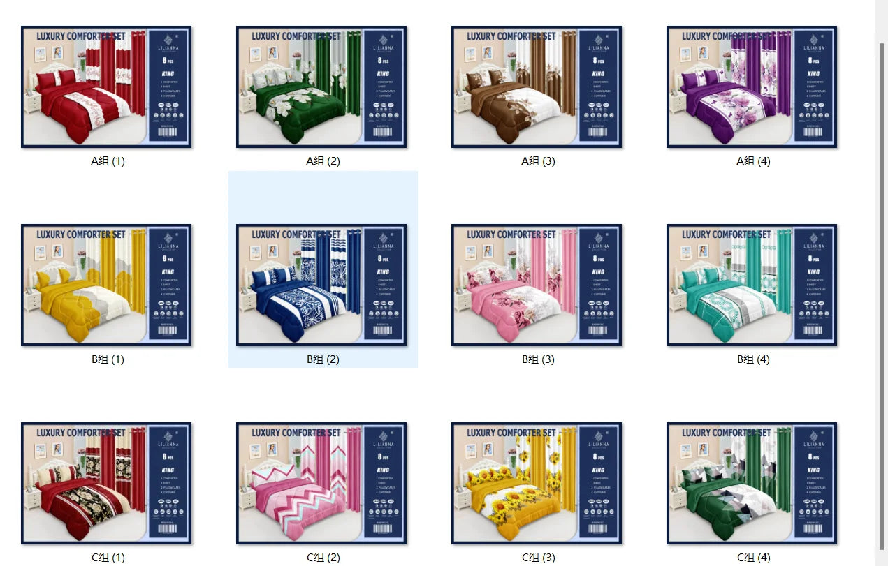 Warm Winter Comforter Set with Matching Curtains 8 Pcs Set Bedding Sheet Set  in Stock