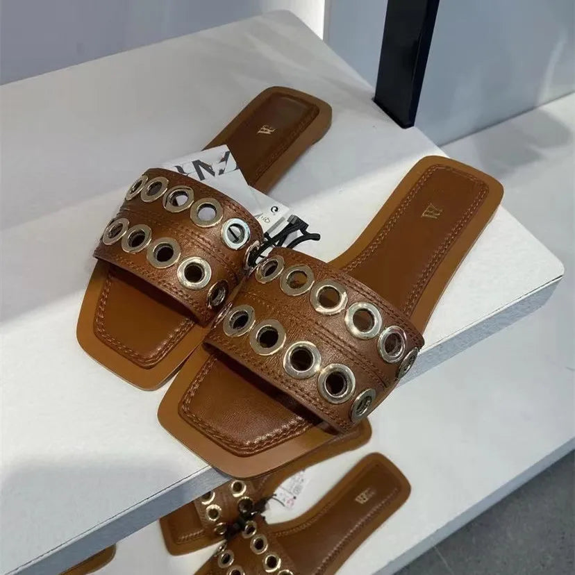 New Style Perforated Flat Fallow Slipper For Women shoes