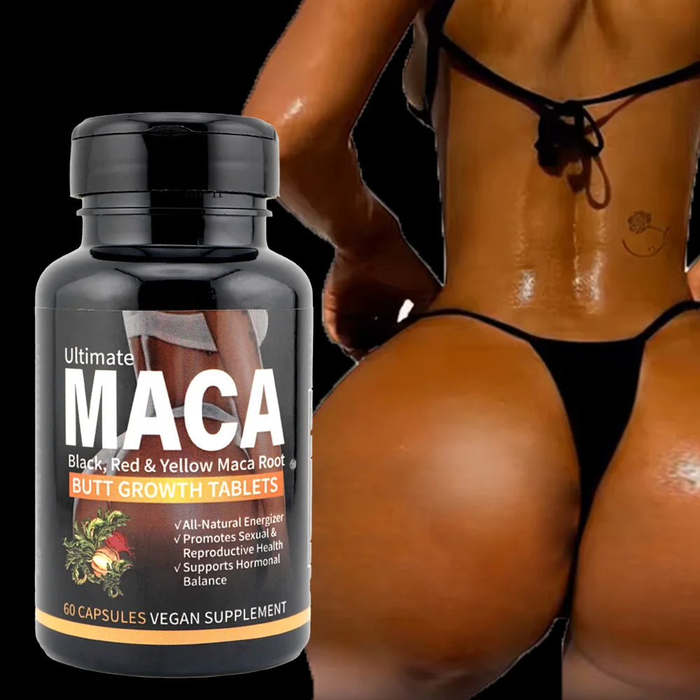 Organic Maca Supplement Black Red Yellow Root Powder in Vegan Capsules Hormonal Balance