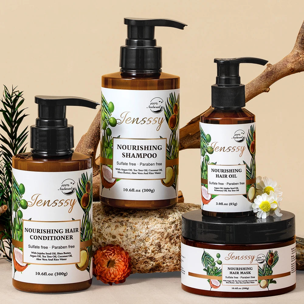 Sulfate Free Private Label Organic Aloe Vera Rice Hair Care Sets Growth Argan Oil Fluffy Anti-Dandruff Shampoo and Conditioner