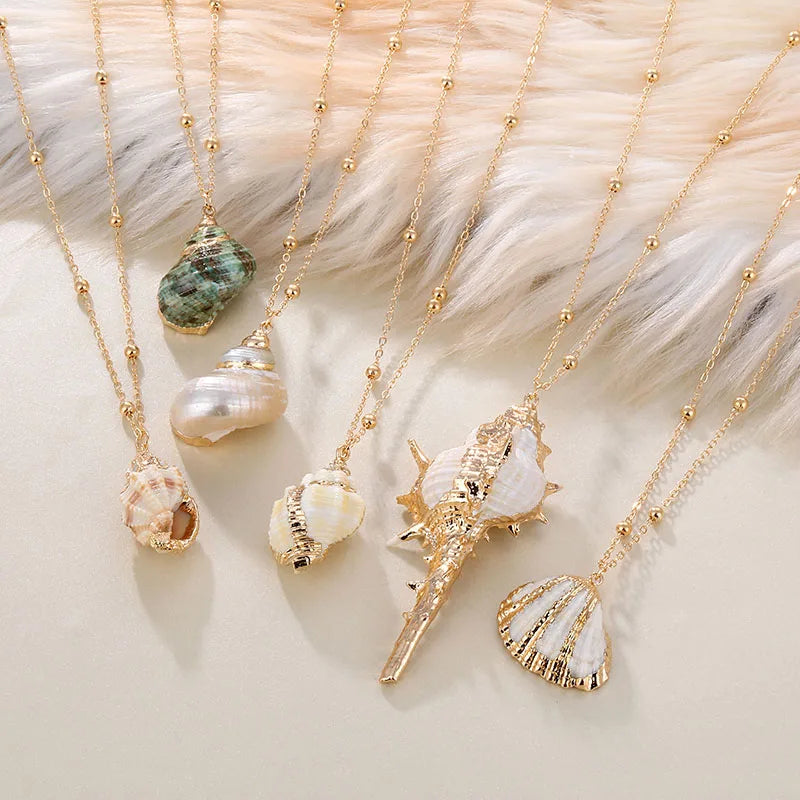 Bohemian Style Conch Shell Necklace for Women Vacation Beach Jewelry