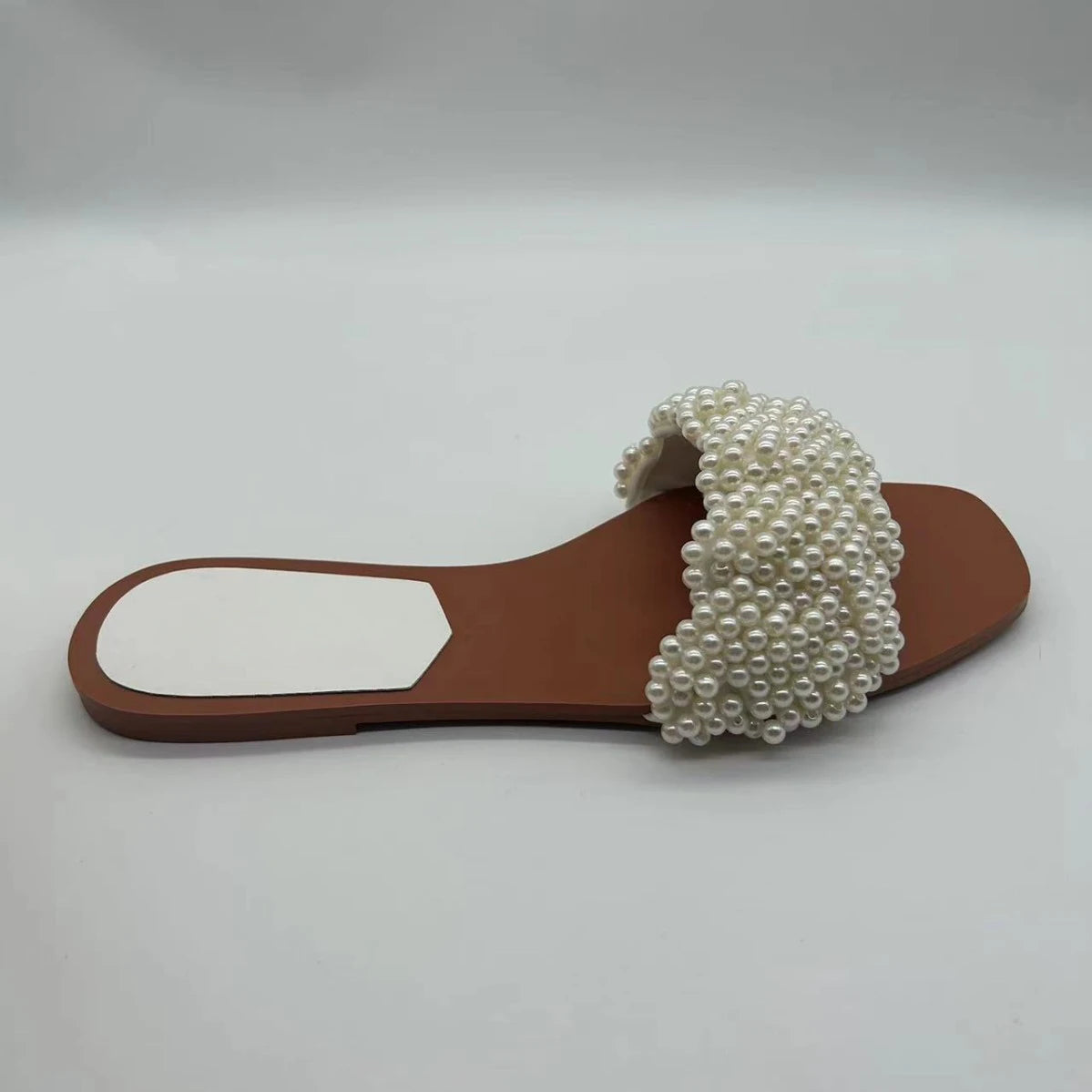 2025 Summer Spanish Pearl Flat Bottom Outdoor Sandals Open Toe Style Fashion Beach Shoes Women's Shoes Fashion Slippers