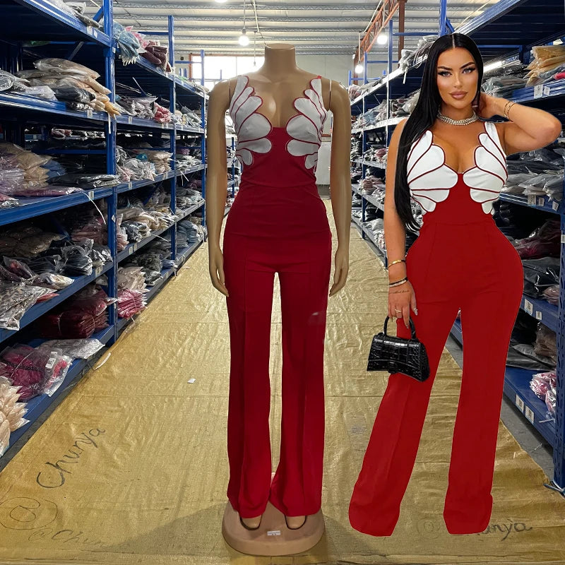 IN Stock CY901595 XXL Women Clothing Sleeveless Wide Leg Jumpsuit Rompers One Piece Jumpsuits Ladies 2025