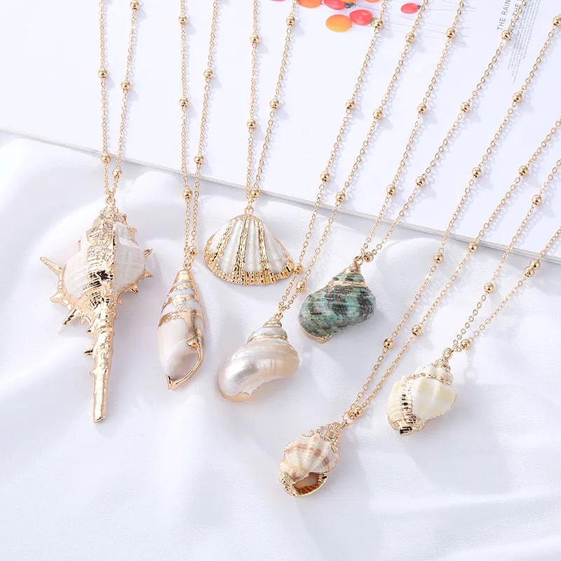 Bohemian Style Conch Shell Necklace for Women Vacation Beach Jewelry
