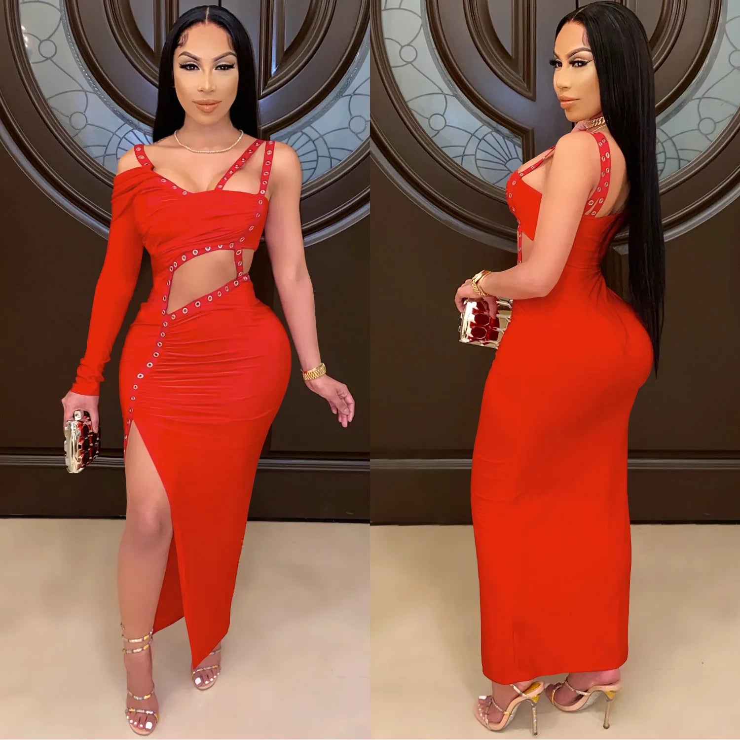 CX5054 Classics Fashion Sexy Dresses Club Wear Soft Woman Bodycon Cut Out Party Dress
