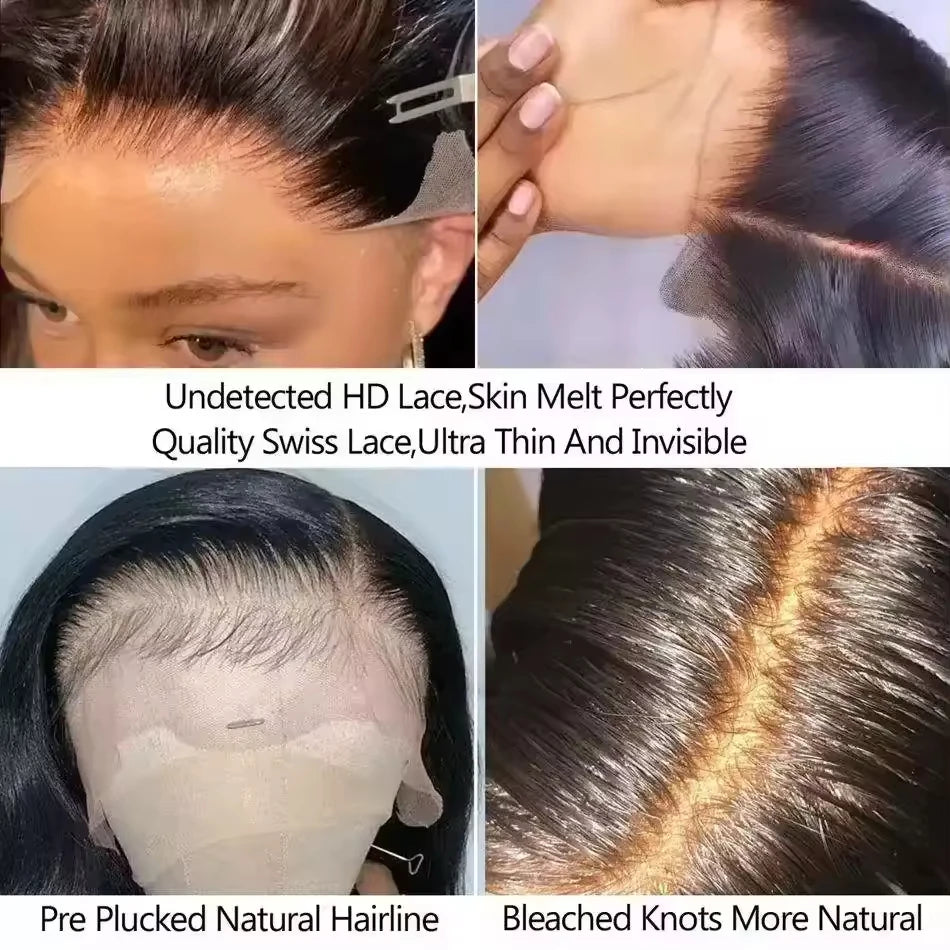 Bob Glueless Straight HD Lace Front Wigs for Black Women 13x4Texture Afro Style Tangle-Free Black Human Hair Lace Frontal