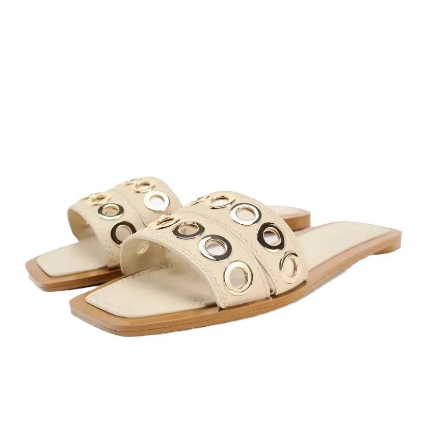 New Style Perforated Flat Fallow Slipper For Women shoes
