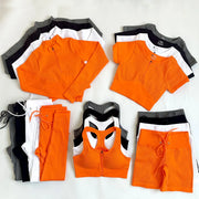Wholesale Custom 5Pcs Sports Fitness Activewear Gym Woman Seamless Ribbed Workout Clothing Yoga Active Wear Set