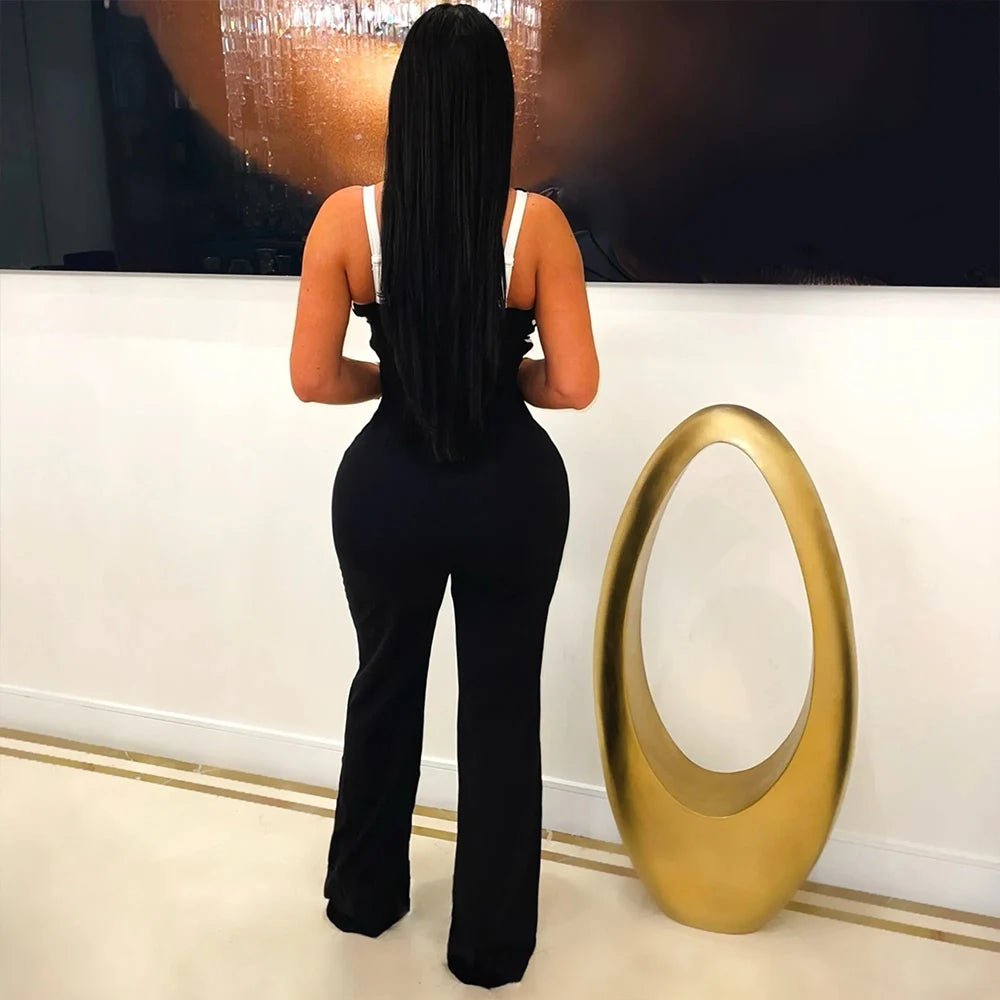 IN Stock CY901595 XXL Women Clothing Sleeveless Wide Leg Jumpsuit Rompers One Piece Jumpsuits Ladies 2025
