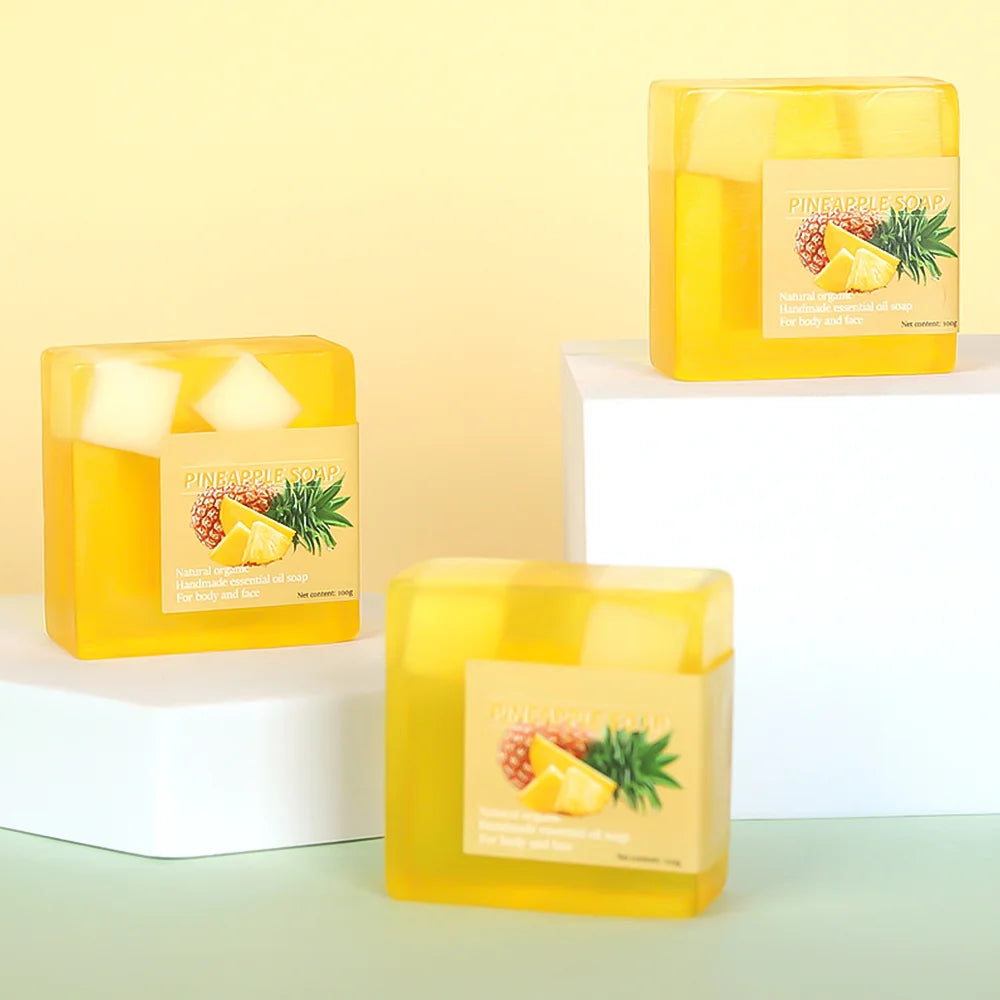 Best-Selling Exfoliating Pineapple Enzyme Soap with Bamboo Charcoal for Gentle Dead Skin Removal & Oil Control in All Skin Types