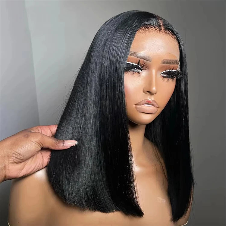 Cheap 4*4 Lace Closure Bob Wig Glueless Blend Human Hair Pre Cut 4x4 Lace Wigs Glueless Short Bob Closure Wigs 8-16 Inch