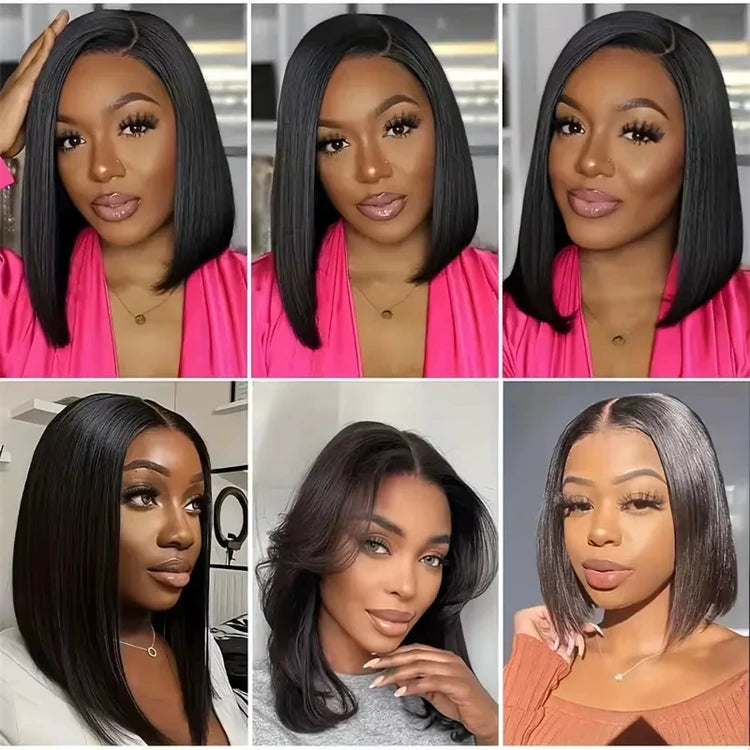 8-16 Inch Brazilian Straight Hair Wig Cheap 4*4 Lace Closure Bob Wig Glueless Pre Cut 4x4 Lace Blend Human Hair Short Bob Wigs