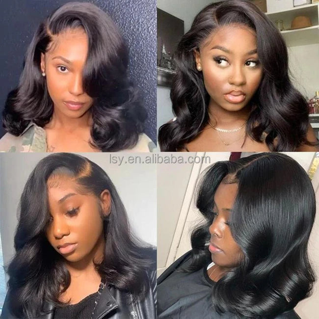Short Loose Body Wave Wavy Lace Front Human Hair Wigs for Black Women Full Hd Lace Wig Human Hair Bob Wavy Human Hair Wigs